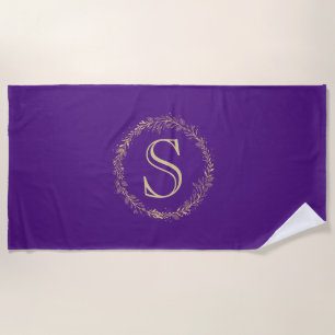 Personalisierter Monogramm-Goldkranz Strandtuch
