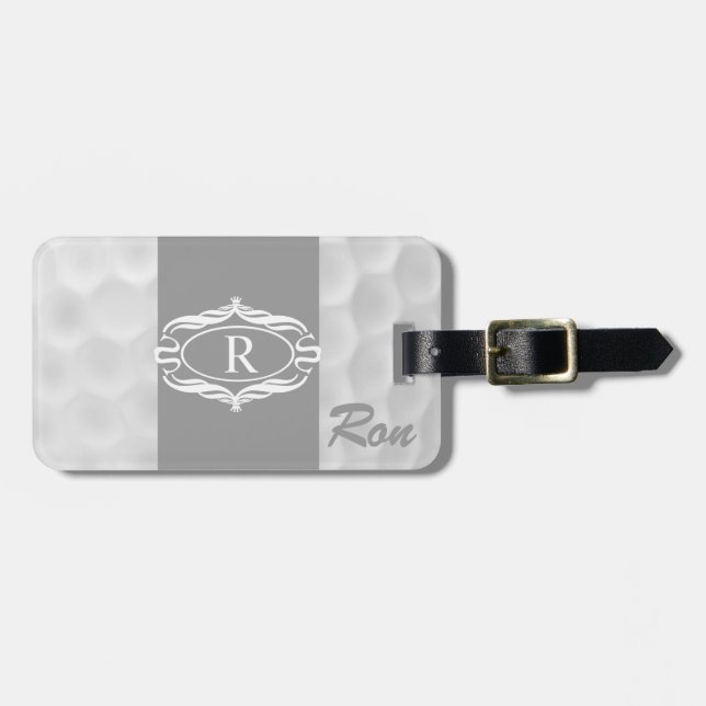Personalisierter Monogramm-Golf-Ball-Gepäck-Umbau Gepäckanhänger (Vorderseite horizontal)