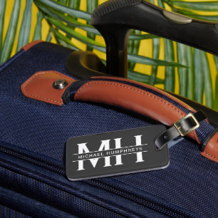 Personalisierter Monogramm Grauer Koffer Gepäckanhänger