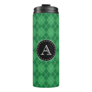 Personalisierter Monogramm Grün Reisekaffeebecher Thermosbecher
