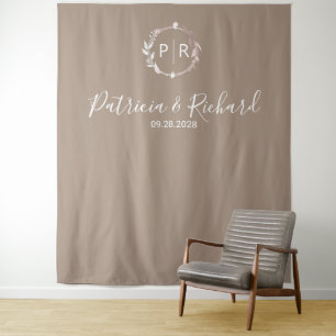 Personalisierter Monogramm-Hochzeitskulisse Wandteppich