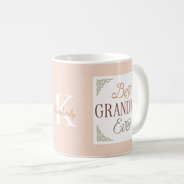 Personalisierter Monogramm-Name Beste Oma Aller Ze Kaffeetasse (VorderseiteRechts)