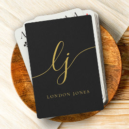 Personalisierter Monogramm Name Black Gold Spielkarten