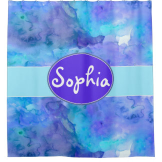 Personalisierter Monogramm-Name der Wasserfarbe Aq Duschvorhang