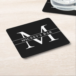 Personalisierter Monogramm-Name Rechteckiger Pappuntersetzer