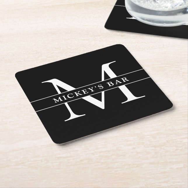 Personalisierter Monogramm-Name Rechteckiger Pappuntersetzer (angewinkelt)