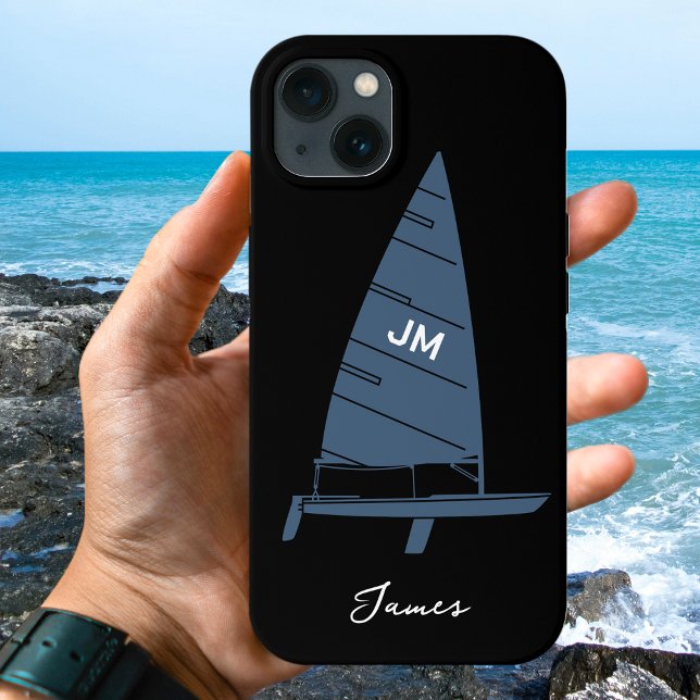 Personalisierter Monogramm Name Sailboat Racing Gr Case-Mate iPhone Hülle (Von Creator hochgeladen)
