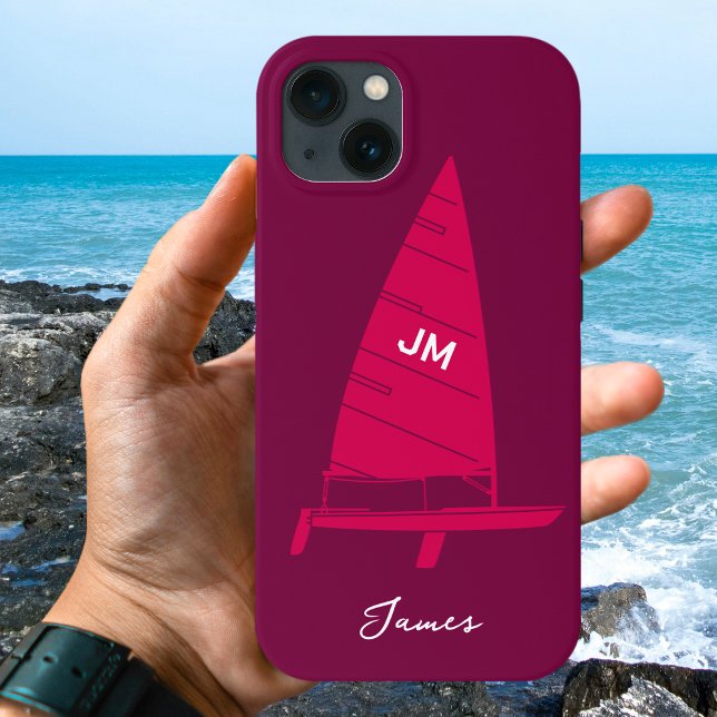 Personalisierter Monogramm Name Sailboat Racing Pi Case-Mate iPhone Hülle (Von Creator hochgeladen)