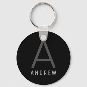 Personalisierter Monogramm Name Schwarz Grau Schlüsselanhänger