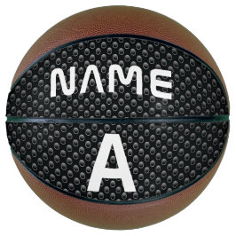 Personalisierter Monogramm Name Schwarz-Weiß-Textu Basketball