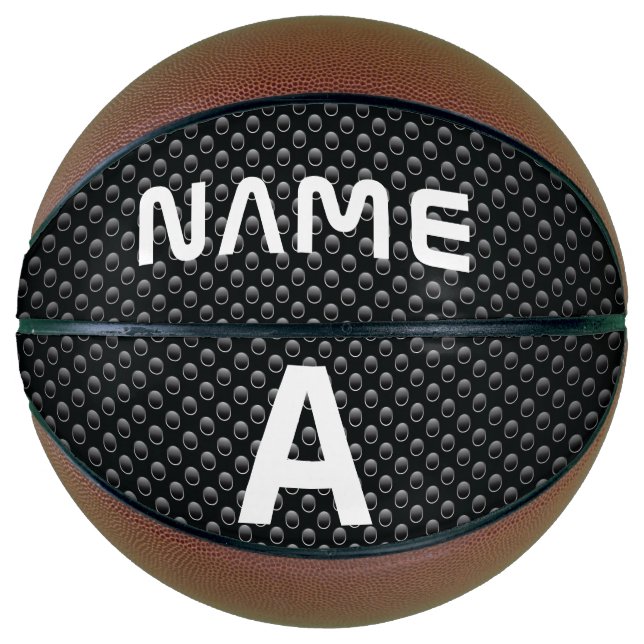 Personalisierter Monogramm Name Schwarz-Weiß-Textu Basketball (Vorderseite)