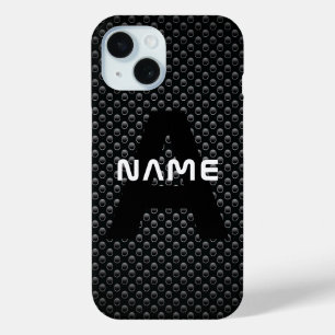 Personalisierter Monogramm Name Schwarz-Weiß-Textu Case-Mate iPhone Hülle