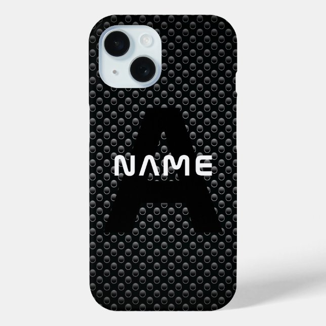 Personalisierter Monogramm Name Schwarz-Weiß-Textu Case-Mate iPhone Hülle (Rückseite)