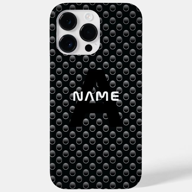 Personalisierter Monogramm Name Schwarz-Weiß-Textu Case-Mate iPhone Hülle (Rückseite)