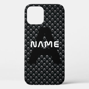 Personalisierter Monogramm Name Schwarz-Weiß-Textu Case-Mate iPhone Hülle