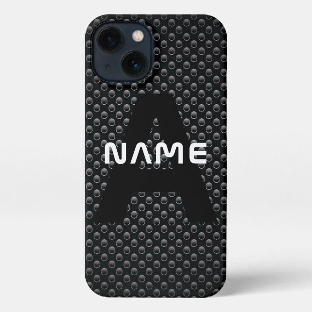 Personalisierter Monogramm Name Schwarz-Weiß-Textu iPhone Hülle (Rückseite)