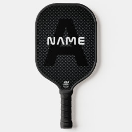 Personalisierter Monogramm Name Schwarz-Weiß-Textu Pickleball Schläger