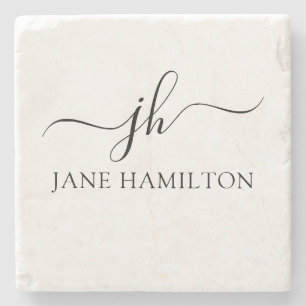Personalisierter Monogramm-Name Steinuntersetzer