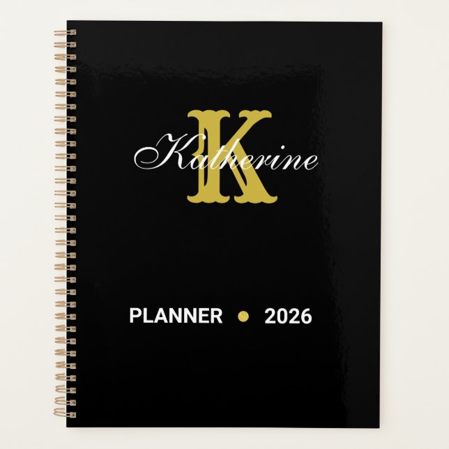 Personalisierter Monogramm-Name und Initialien-Pla Planer (Vorderseite)