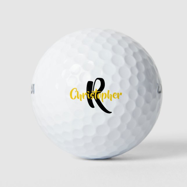 Personalisierter Monogramm Name weiß Golfball (Vorderseite)