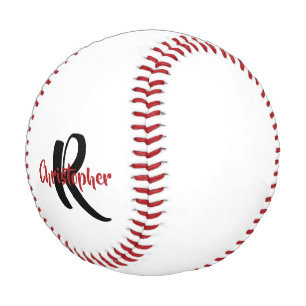 Personalisierter Monogramm Name White Baseball