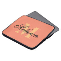 Personalisierter monogramm orangefarbener Laptop-Ä