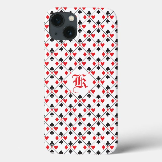 Personalisierter Monogramm-Poker Kartenspielen Anz Case-Mate iPhone Hülle (Rückseite)