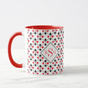 Personalisierter Monogramm-Poker Kartenspielen Anz Tasse