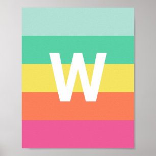 Personalisierter Monogramm-Rainbow-Sherbet-Farbblo Poster