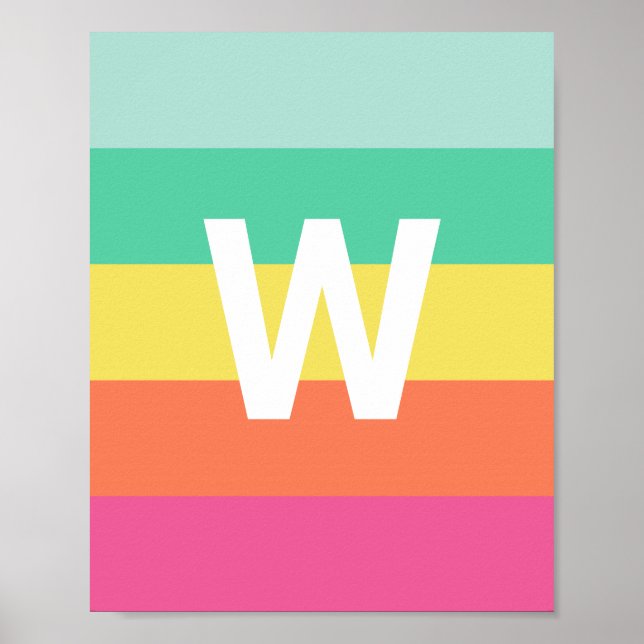 Personalisierter Monogramm-Rainbow-Sherbet-Farbblo Poster (Vorne)