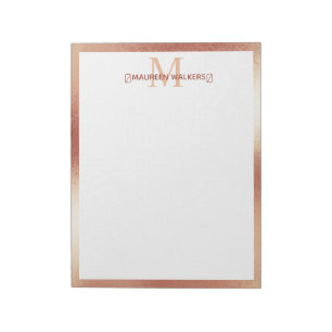Personalisierter Monogramm Rose Gold Individuelle  Notizblock