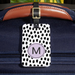 Personalisierter Monogramm Schwarz Weiß Druck Gepäckanhänger