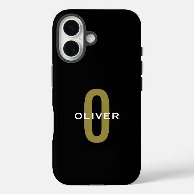Personalisierter Monogramm Schwarzer Goldname Case-Mate iPhone Hülle (Rückseite)