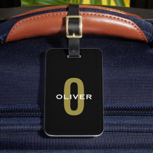 Personalisierter Monogramm Schwarzer Goldname Gepäckanhänger