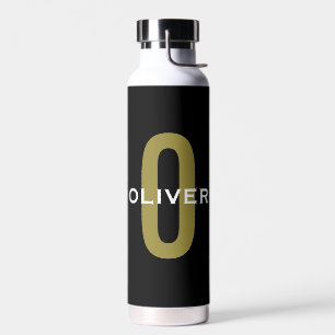 Personalisierter Monogramm Schwarzer Goldname Trinkflasche
