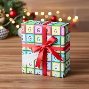 Personalisierter Monogramm-Spaß, farbenfroher Kind Geschenkpapier