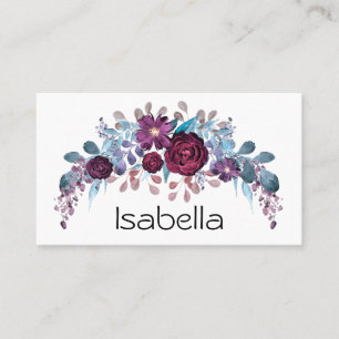 Personalisierter Monogramm-Text Wasserfarbe-Blume Visitenkarte