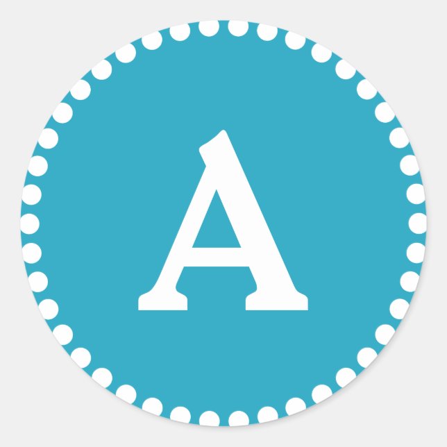 Personalisierter Monogramm-Umschlag Aufkleber blau (Vorderseite)