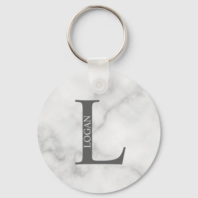 Personalisierter Monogramm- und Name-Schlüsselanhä Schlüsselanhänger (Vorderseite)