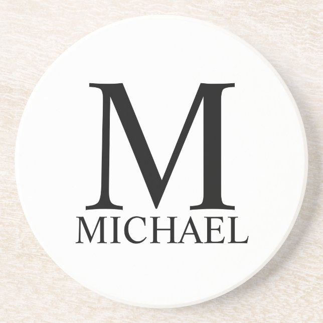 Personalisierter Monogramm- und Name-Untersetzer Getränkeuntersetzer (Vorne)