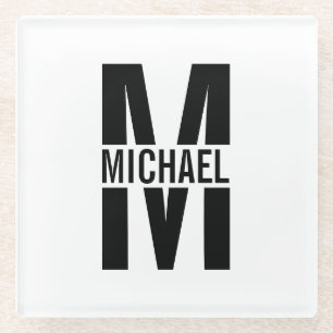 Personalisierter Monogramm-Untersetzer und Name Glasuntersetzer