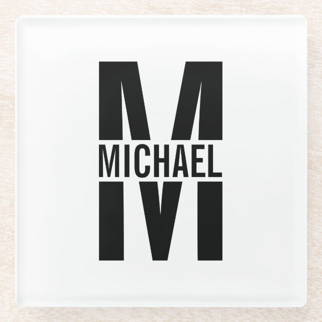Personalisierter Monogramm-Untersetzer und Name Glasuntersetzer (Vorderseite)
