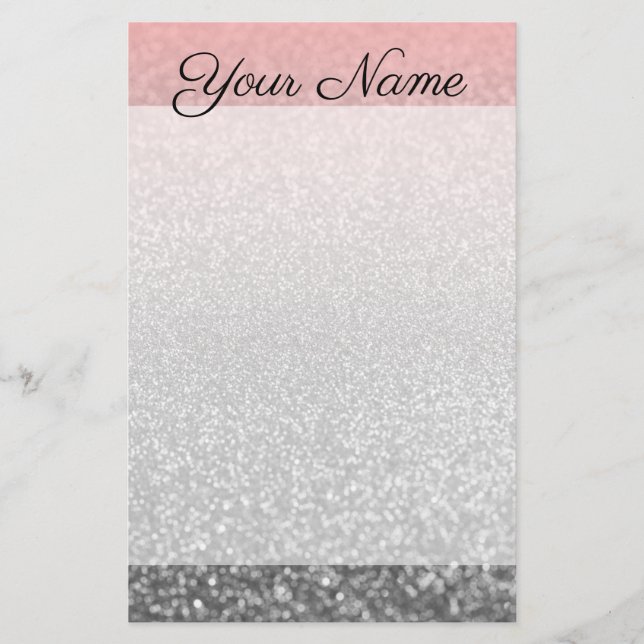 Personalisierter monogramm Vintager Glitzer glänzt Briefpapier (Vorderseite)
