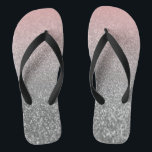 Personalisierter monogramm Vintager Glitzer glänzt Flip Flops<br><div class="desc">Personalisierter monogramm Vintager Glitzer glänzt pink silber gestreift schwarz</div>