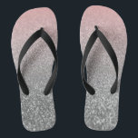 Personalisierter monogramm Vintager Glitzer glänzt Flip Flops<br><div class="desc">Personalisierter monogramm Vintager Glitzer glänzt pink silber gestreift schwarz</div>