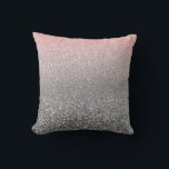 Personalisierter monogramm Vintager Glitzer glänzt Kissen<br><div class="desc">Personalisierter monogramm Vintager Glitzer glänzt pink silber gestreift schwarz</div>
