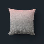 Personalisierter monogramm Vintager Glitzer glänzt Kissen<br><div class="desc">Personalisierter monogramm Vintager Glitzer glänzt pink silber gestreift schwarz</div>