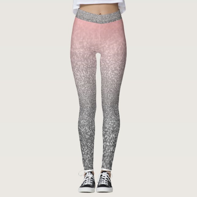 Personalisierter monogramm Vintager Glitzer glänzt Leggings (Vorderseite)