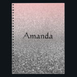 Personalisierter monogramm Vintager Glitzer glänzt Notizblock<br><div class="desc">Personalisierter monogramm Vintager Glitzer glänzt pink silber gestreift schwarz</div>