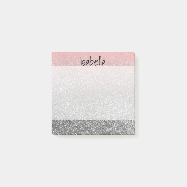 Personalisierter monogramm Vintager Glitzer glänzt Post-it Klebezettel (Vorderseite)
